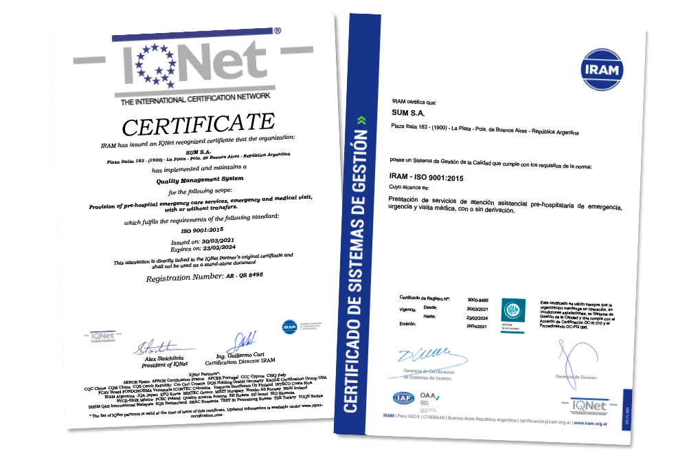 SUM Certificados ISO 9001:2015